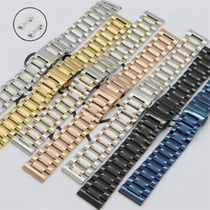 Universal 12-24mm Bracelet Stainless Steel Watch Strap Band Straight+Curved End