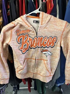 NFL Team Apparel Girls Denver Broncos Full Zip Orange Hoodie Size 7/8 - Picture 1 of 6