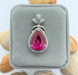 13.95 Ct Certified Flawless VVS Burmese Pink Ruby in 18K Gold Plated Sterling - Picture 1 of 12