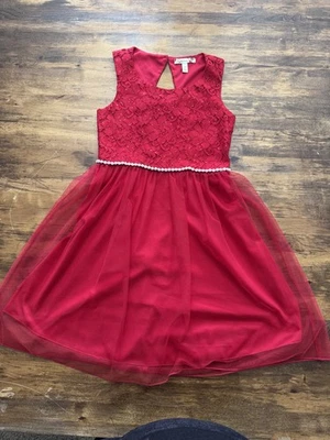 Girls Red Lace Tutu Dress With Diamonds Size 10 Christmas Holiday - Image 1 of 4