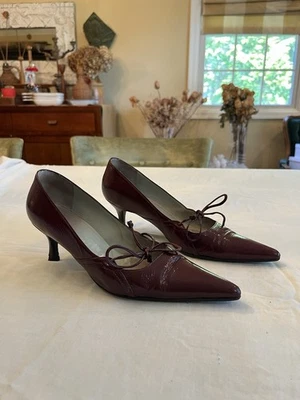 Sigerson Morrison Burgundy Leather Pointed Toe Heels, US Size 8 - Image 1 of 4