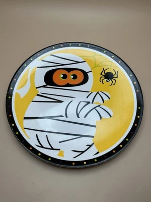 Plato de momia y araña de Halloween y plato dividido amarillo a juego para niños pequeños Foto 1 de 4