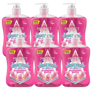 6 x ASTONISH PROTECT+ CARE  ANTIBACTERIAL HANDWASH RASPBERRY RIPPLE 600ML - Picture 1 of 1