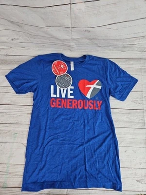 NWT Live Generously Unisex Small Blue T-Shirt Thrivent Financial Logo - Image 1 of 4