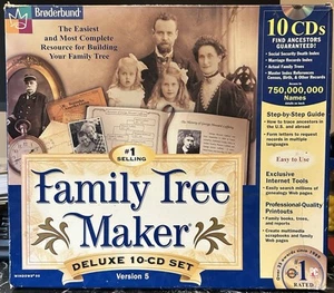 Broderbund Family Tree Maker 5 Deluxe Genealogy Software 10-CD Set - Picture 1 of 3