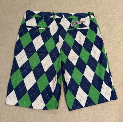 Royal & Awesome ⛳️ 男式 Argyle 图案高尔夫 10 英寸内缝短裤 36 码二手状况完好 — 第 1/4 张图片