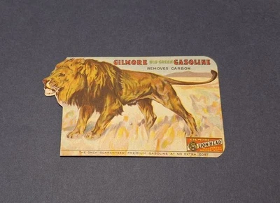 Raro 1930 Gilmore Blu-Green Gasolina Diecut Cartão de Visita Cabeça de Leão Óleo de Motor  - Imagem 1 de 2