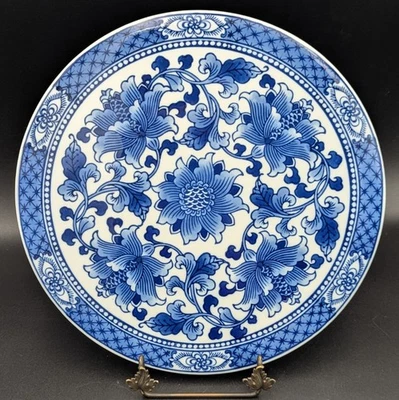 Bombay Co. синий и белый керамический 10» лоток яркий цветочный декоративный ~ красивый! - Изображение 1 из 4