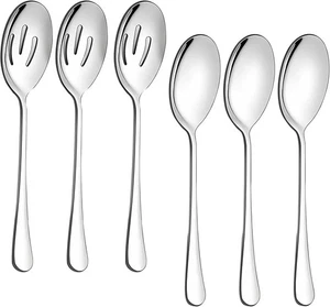 SULIVEN 6-teiliges Edelstahl Servierlöffel Set - 3 große Servierlöffel & 3 - Bild 1 von 7