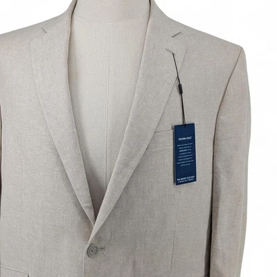 Kenneth Cole Men's Slim-Fit Linen Blend Suit Jacket Blazer Sport Coat Tan 46 R - Image 1 of 4