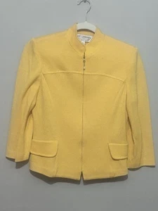 Giacca St. John Collection Marie grigia gialla maglia zip taglia 6 Pearl Pull USA - Foto 1 di 9