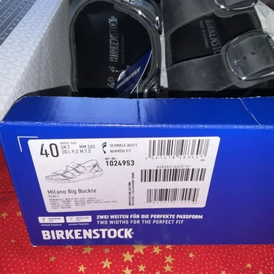 NUEVO EN CAJA Birkenstock | Sandalias Milano de cuero negras con hebilla grande para mujer 9/40 Foto 1 de 3