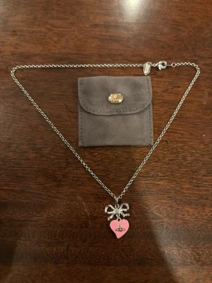 Vivienne Westwood pink heart enamel crystal necklace  - Image 1 of 3