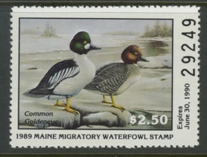 MAINE #6  STATE DUCK STAMP "Common Goldeneyes" 1989 Mint Never Hinged - Picture 1 of 1