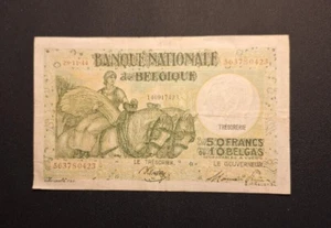 1944 Belgium 50 Francs Pick# 106c.7 - Very Nice Circ Collector Banknote-c6233xcn - Picture 1 of 2
