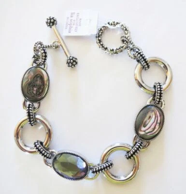 New Lia Sophia Epiphany Genuine Abalone & Cut Crystal Toggle Bracelet RV$98 - Image 1 of 4