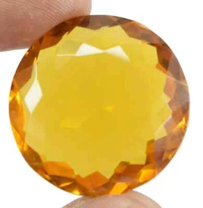 Certified Natural 62.80 Carat Round Cut Brazilian Yellow Citrine Loose Gemstone - Picture 1 of 4