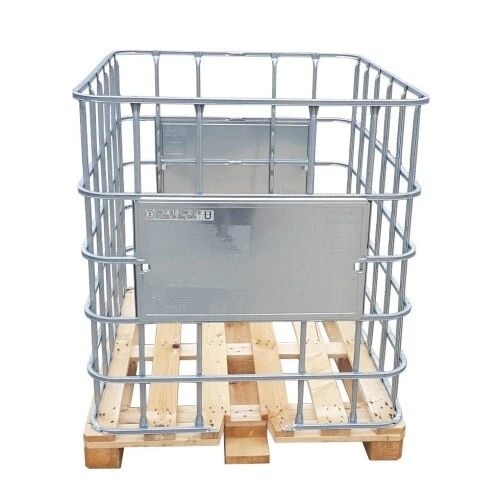 IBC Gitterbox auf Holzpalette Container Holzbox Transportbox Lagerbox Brennholz - Bild 1 von 1