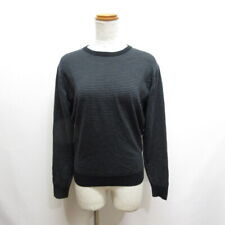 John Smedley Striped Crew Neck Knit Sweater S Black 100% Wool 
