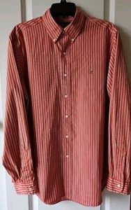 Ralph Lauren Classic Fit Button Up Casual Shirt Orange Striped Men's Size Large  - Picture 1 of 9