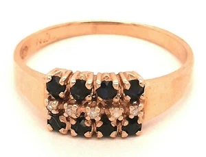 Sapphire & Diamond 9ct Yellow Gold Ring Fine Vintage Jewellery Band Size P - Picture 1 of 11