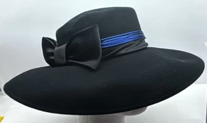 De Colección Michael Howard Joe Bill Miller 100% Lana Sombrero Negro Azul Sedoso Arco Grande EE. UU. - Imagen 1 de 4