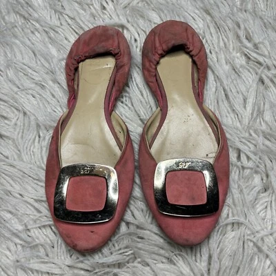 Roger Vivier Suede Pink  Dorsay Buckle Ballet Flats black 36 - Image 1 of 4
