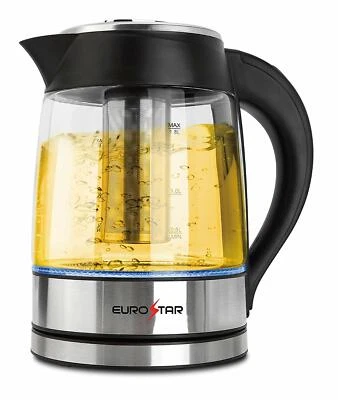 Hervidor eléctrico de vidrio EUROSTAR EKG18TFBK 1,8 L con infusor de té Foto 1 de 2