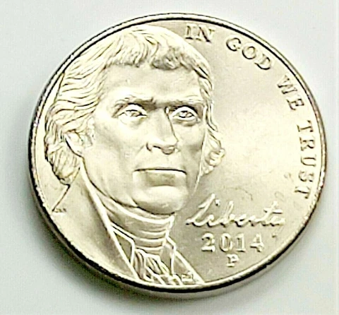 2014 P Jefferson Nickel -  BU Coin Pulled From OBW Roll Cover