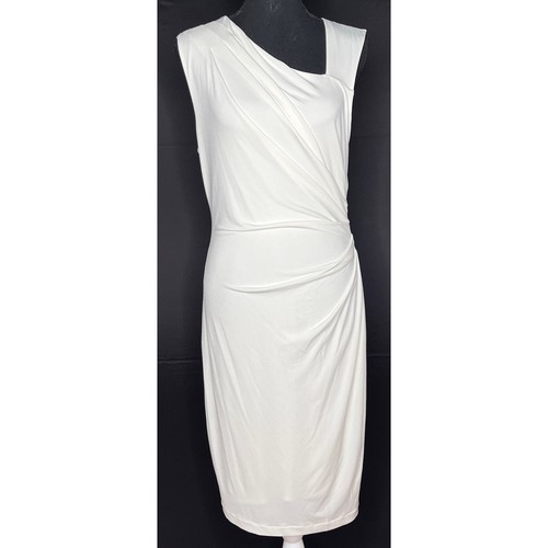 UNDERCOVER Abito midi asimmetrico Victoria Secret bianco affrettato turno drappeggiato senza maniche M