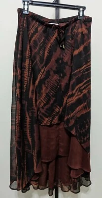 Maxi Falda Lane Bryant Collection Plus Negra/Marrón Dobladillo Alto/Bajo Talla 18 Foto 1 de 4