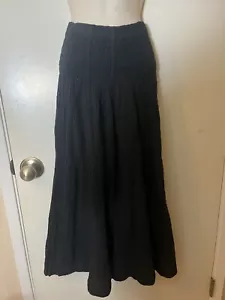 Crinkle Cotton BLACK Cropped Palazzo Wide Leg Pant SZ M Wide WAISTBAND - Picture 1 of 6