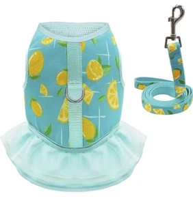 Dog Harness Dress with Leash Set, Anchor Pattern Dog Dresses Lemons Size Small - Picture 1 of 8