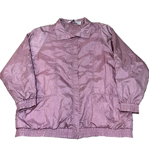 Vintage Haband Jacket Womens Extra Large Pink Windbreaker Full Zip Grandma 90s - Picture 1 of 6