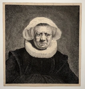 Ritratto Aechje Claesdr Rembrandt Incisione XIX - Bild 1 von 3