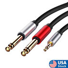 3.5mm 1/8" TRS Stereo to Dual 6.35mm 1/4" TS Mono Y-Splitter Cord Adapter Cable