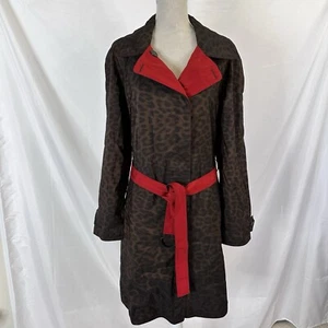 MYCRA PAC NOW Raincoat Donatella Brown Animal Print Reversible Red S/M - Picture 1 of 6