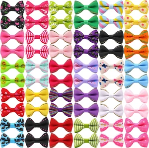 60PCS Cute Puppy Dog Bowknot Hair Bows with Metal Clips - Handmade Hair Accessor - Picture 1 of 12