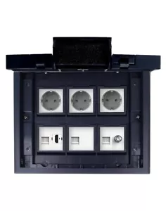 Bodentank Bodendose mit VDE Schuko Steckdosen Netzwerkdose HDMI SAT Einbaufertig - Bild 1 von 7