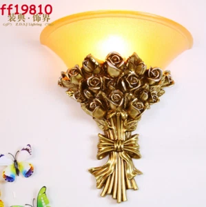 Antique Gold Horse Rose Wall Light European style Beside Led Wall Sconce Home - Picture 1 of 13