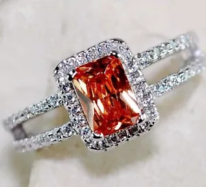 2CT Treated Padparadscha Sapphire 925 Solid Sterling Silver Ring Sz 7 MK1-6 - Picture 1 of 3