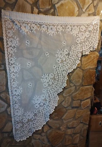 3 Pair Vintage Country Curtain Lace Swag Sets White Floral Pattern #WST - Picture 1 of 7