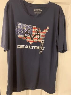 NWT- Men's REALTREE-Staghorn Creek Short Sleeve Shirt L, Navy, America/Polyester - Image 1 of 2