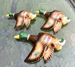 Jardineras de pato mallardo bolsillos colgantes japoneses de 3 patos MCM Ucagco de colección - Imagen 1 de 3
