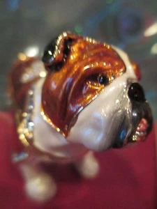  3949  BULLDOG BEJEWELED ENAMEL BOX  - Picture 1 of 3
