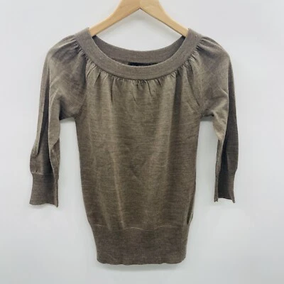 The Limited Womens XS Merino Wool Blend Boatneck Pullover Sweater Brown 2130 - Image 1 of 4