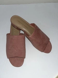 Christian Siriano For Payless Sz 8 Sandals Shoes Pink Faux Suede - Picture 1 of 9