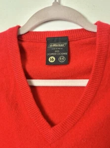 ST MICHAELS Vintage M&S Kirschrot 100% Kaschmir Pullover Gr UK 16 14 12 - Bild 1 von 5