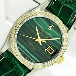 Rolex DateJust QS Malachite Dial Steel and 18K Yellow Gold Diamond Bezel Watch - Picture 1 of 9