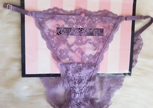 VICTORIA'S SECRET DREAM ANGELS ENCAJE CUERDA AJUSTABLE BIKINI PANTY XL CIRUELA NUEVO CON ETIQUETAS - Imagen 1 de 11